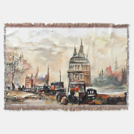 Kunstworp met vintage Londense straatbeeld Deken