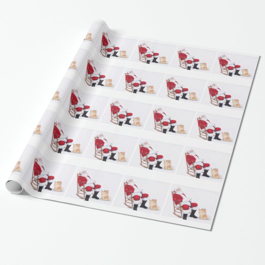 Kunstwrapppapier voor pommeren en Santa Dog Cadeaupapier (Uitgerold)