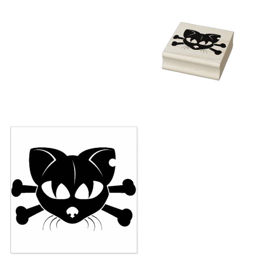 kunstzegel van katten en schedel van botten rubberstempel (Gestempeld)