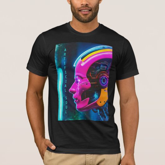 Kunstziel Cyberpunk Androidengezicht T-shirt (Voorkant)