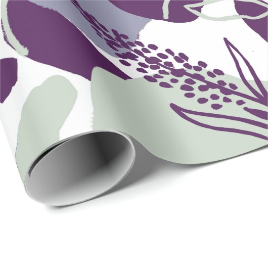 Kunstzinnig Bloem Abstract | Marineblauw en Roze R Cadeaupapier (Rol Hoek)