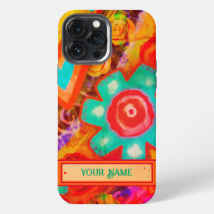 Kunstzinnig Bloemig. Leuke Whimsical Kleurrijke In iPhone 13 Pro Max Hoesje
