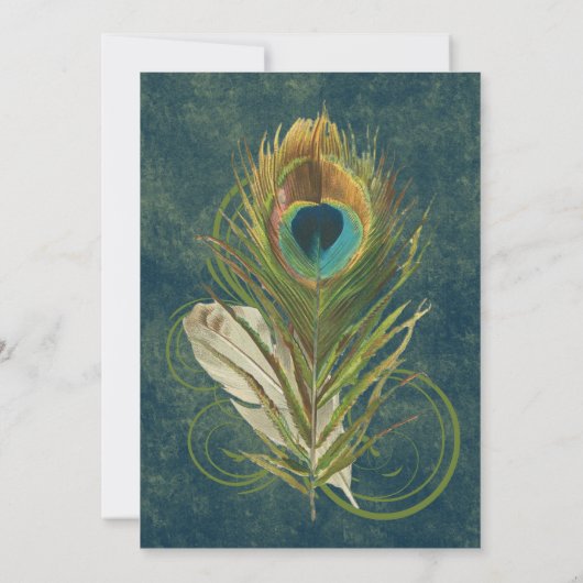 Kunstzinnig detail Pauw Trouwdag 5x7 Save the Date (Achterkant)