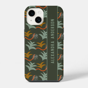 Kunstzinnig donkergroen gepersonaliseerd abstract iPhone 14 hoesje