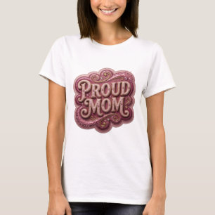 Kunstzinnig Goud PROUD MOM Vet Ontwerp T-shirt