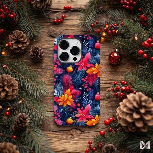 Kunstzinnig Kerst Bloempatroon met Naam Citaten Case-Mate iPhone 14 Pro Hoesje