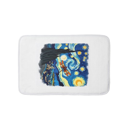 Kunstzinnig Libelle Shirt Van Gogh Starry Night Dr Badmat (Voorkant)
