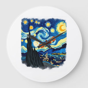 Kunstzinnig Libelle T-shirt Van Gogh Starry Night Grote Klok