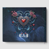 Kunstzinnig ontworpen gotisch hart gastenboek (Achterkant)