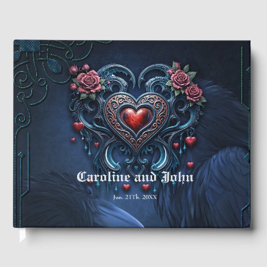 Kunstzinnig ontworpen gotisch hart gastenboek (Voorkant)