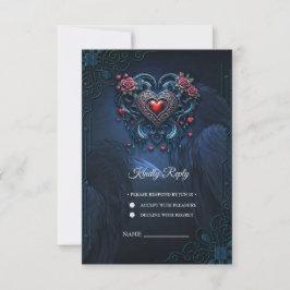 Kunstzinnig ontworpen gotisch hart RSVP kaartje