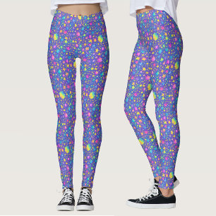 Kunstzinnig paarse kleurrijke sterren waterverfpat leggings