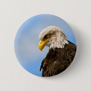 Kunstzinnig portret van een Amerikaanse zeearend i Ronde Button 5,7 Cm