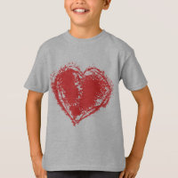 Kunstzinnig rood versleten hart jongens T-shirt -