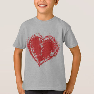 Kunstzinnig rood versleten hart jongens T-shirt - 