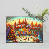 Kunstzinnig sprookjesboek Kerstmis dorp Folie Feestdagenkaart (Staand Voorkant)