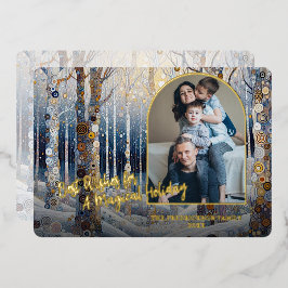 Kunstzinnig Trendy Klassiek Winter Wonderland Kuns Folie Feestdagenkaart