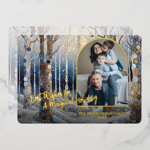 Kunstzinnig Trendy Klassiek Winter Wonderland Kuns Folie Feestdagenkaart