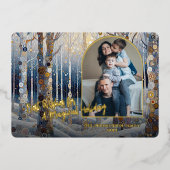 Kunstzinnig Trendy Klassieke Winterwonderland Kuns Folie Feestdagenkaart (Voorkant)