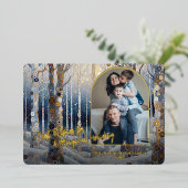 Kunstzinnig Trendy Klassieke Winterwonderland Kuns Folie Feestdagenkaart (Staand Voorkant)