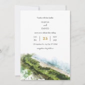 Kunstzinnig zeezicht kustlandschap strand bruiloft kaart (Voorkant)