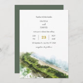 Kunstzinnig zeezicht kustlandschap strand bruiloft kaart (Voorkant / Achterkant)