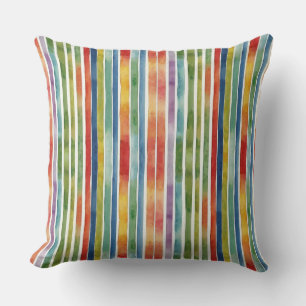 Kunstzinnige Abstracte Kleurrijke Regenboog Strepe Kussen
