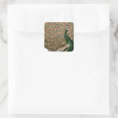 Kunstzinnige afbeelding van een pauw met groene en vierkante sticker (Tas)