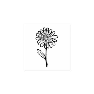 Kunstzinnige afdruk van de bloem en stengel van de rubberstempel