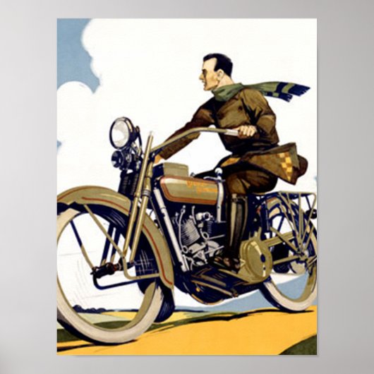 Kunstzinnige Art Deco Motorfiets Print (Voorkant)