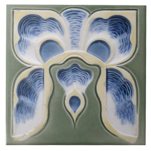 Kunstzinnige Art Nouveau keramische tegel G/B Tegeltje