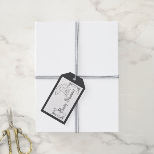 Kunstzinnige baby shower cadeaulabel (Met Touw)