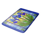 Kunstzinnige Blauwe Iris Bloem Gebrandschilderde M Badmat (Gekanteld)