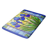 Kunstzinnige Blauwe Iris Bloem Gebrandschilderde M Badmat (Gekanteld)