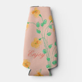 Kunstzinnige bloem in geel flesjeskoeler (Voorkant)