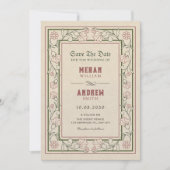  kunstzinnige bloemenkunst lijst bruiloft save the date (Voorkant)