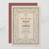  kunstzinnige bloemenkunst lijst bruiloft save the date (Voorkant / Achterkant)