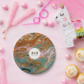 Kunstzinnige Boho Oranje Marmer Feestborden Papieren Bordje (Feest)