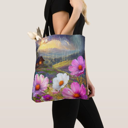 Kunstzinnige Carryall: Bloemdoek Canvas tas (Dichtbij)