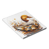 Kunstzinnige eend met vijver in silhouet notitieblok (Schuin)