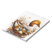 Kunstzinnige eend met vijver in silhouet notitieblok (Linkerzijde)