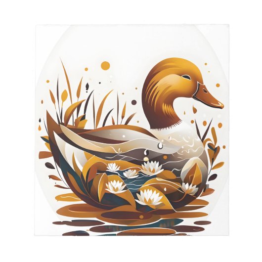 Kunstzinnige eend met vijver in silhouet notitieblok (Voorkant)