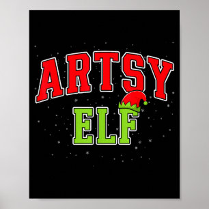 Kunstzinnige Elf Kerst Familie Matching Groep Kers Poster