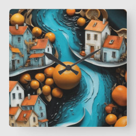 kunstzinnige fruittijd vierkante klok