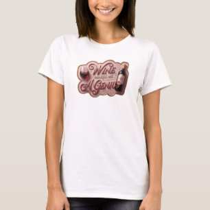 Kunstzinnige Goud WIJN MAKT ME EEN GENIE Statement T-shirt