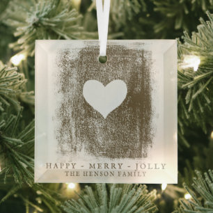 Kunstzinnige Gouden Hart Tekenende Familie Kerstmi Glas Ornament
