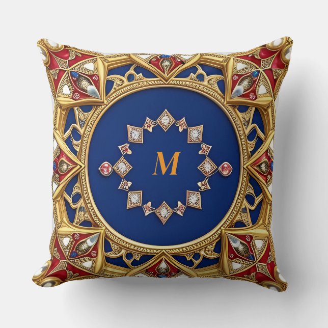 Kunstzinnige Gouden Ornament in middeleeuwse stijl Kussen (Voorkant)