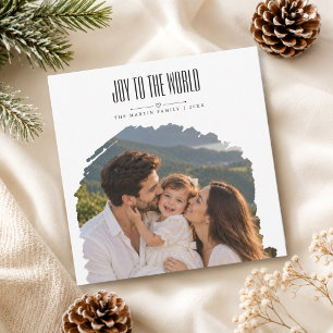 Kunstzinnige Joy To The World Kerst Fotokaart Feestdagenkaart