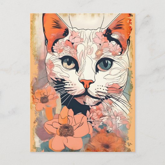 Kunstzinnige Kat Briefkaart (Voorkant)
