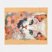Kunstzinnige Kat Fleece Deken (Voorkant (Horizontaal))